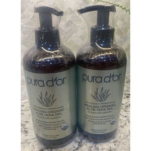 (2 Pack) PURA D'OR Dor - Organic ALOE VERA Gel - Lavender‎ - 16 oz Cold Press
